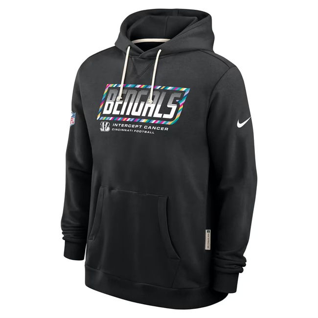 Men's Cincinnati Bengals Black 2026 Crucial Catch Sideline Standard Issue Dri-FIT Pullover Hoodie